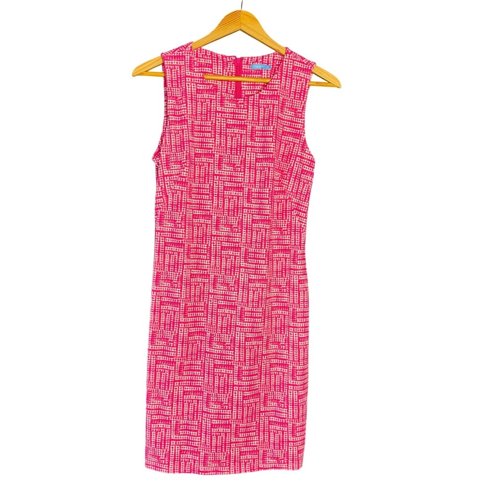 J. McLaughlin Sophia Catalina Dress Women‎ XS Pink White Geometric Sheath Resort